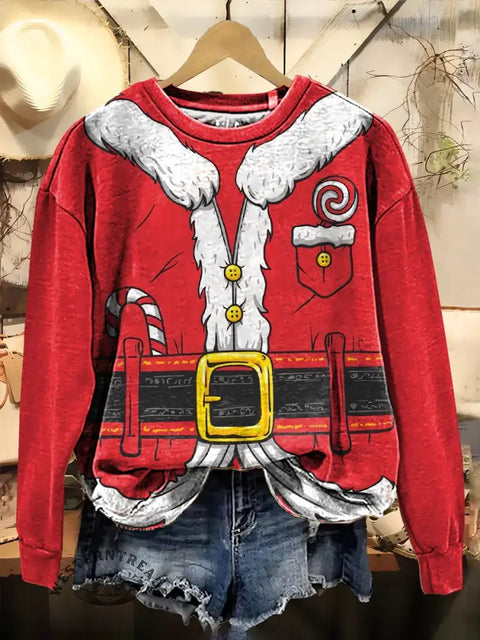 Funny Christmas Santa Print Casual Cotton Sweatshirt