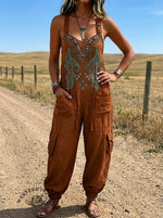 Women's Wild West Art Print Casual Jumpsuit