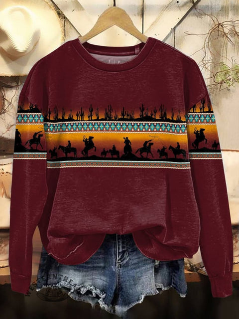 Aztec Print Casual Cotton Sweatshirt