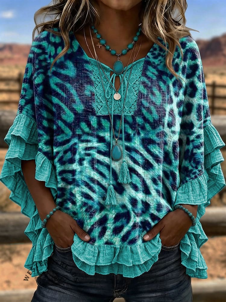 Women's Vintage Art Patchwork Hollow Design Cotton And Linen Shirt