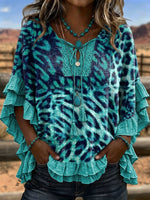 Women's Vintage Art Patchwork Hollow Design Cotton And Linen Shirt