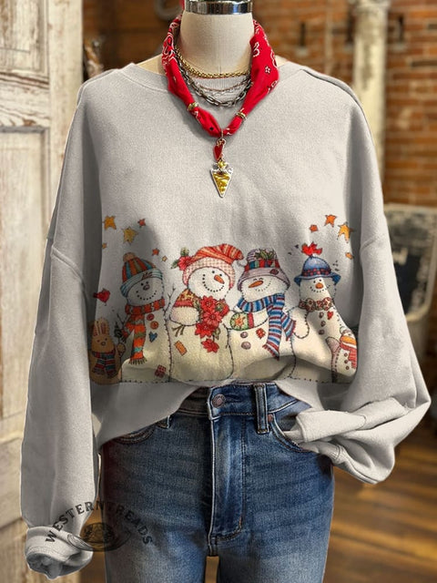Christmas Print Casual Cotton Sweatshirt