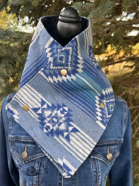 Western Cowboy Aztec Warm Neck Hood Scarf
