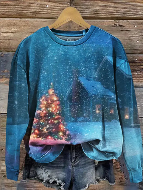 Western Christmas Art Print Casual Sweatshirt