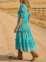 Women's Paisley Print Casual Ruffle Dress