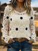 Vintage Western Art Soft Casual Crocheted Flowers Shirt