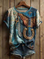 Wild West Art Print Casual Short Sleeve T-shirt