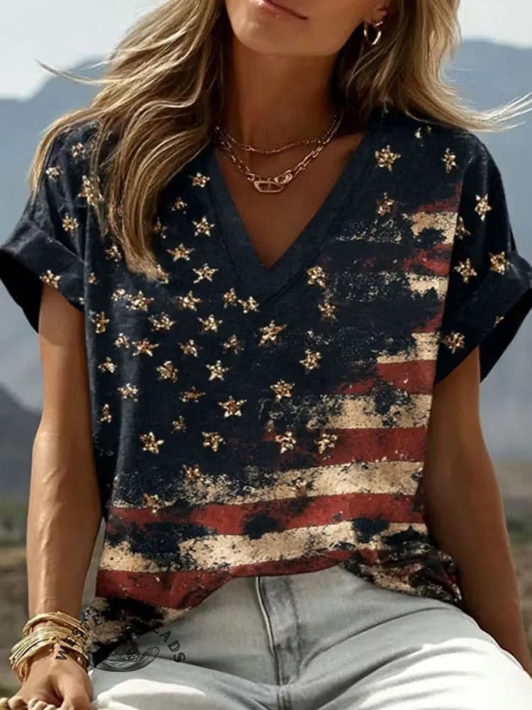 Women's Summer Independence Day Short Sleeve T-shirt