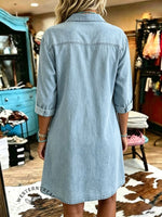 Women's Vintage V-neck Patchwork Denim Dress