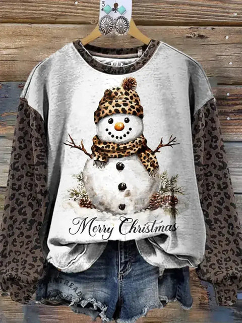 Retro Leopard Print Christmas Sweatshirt