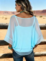 Women's Vintage Patchwork Chiffon Tank Top Two-piece Set Casual Shirt