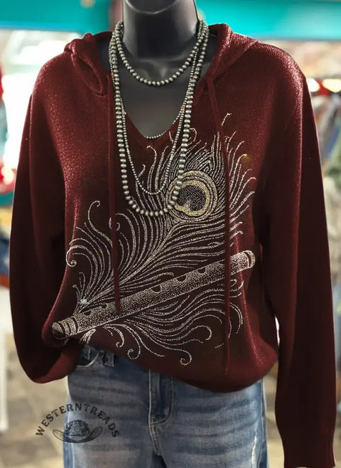 Feather Art Print Casual Hooded Sweater