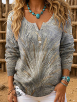 Abstract Art Print Buttoned Cardigan Sweater