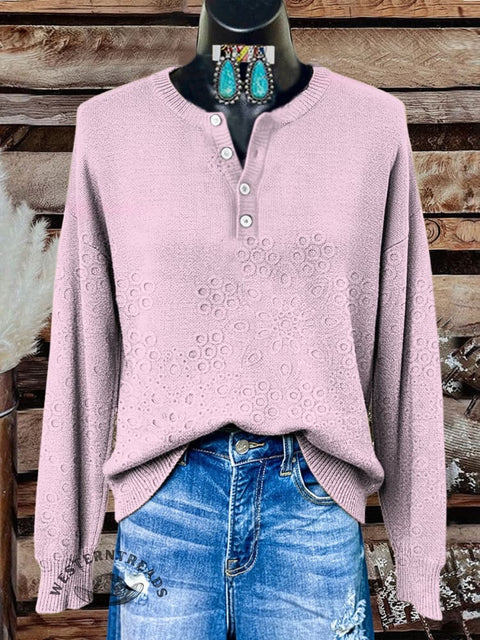 Retro Floral Print Buttoned Cardigan Sweater