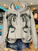 Horse Art Print Casual Hoodie Sweatshirt
