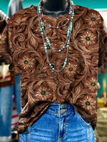 Retro Floral Texture Print T-shirt