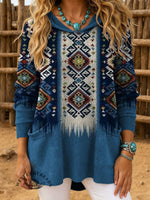 Vintage Aztec Print Casual Knitted Hoodie Sweater