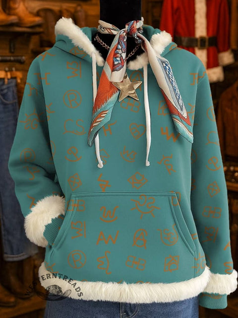 Cattle Brands Print Casual Sweatshirt