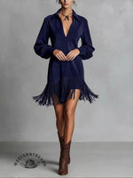 Womens Faux Suede Western Vintage Mini Dress
