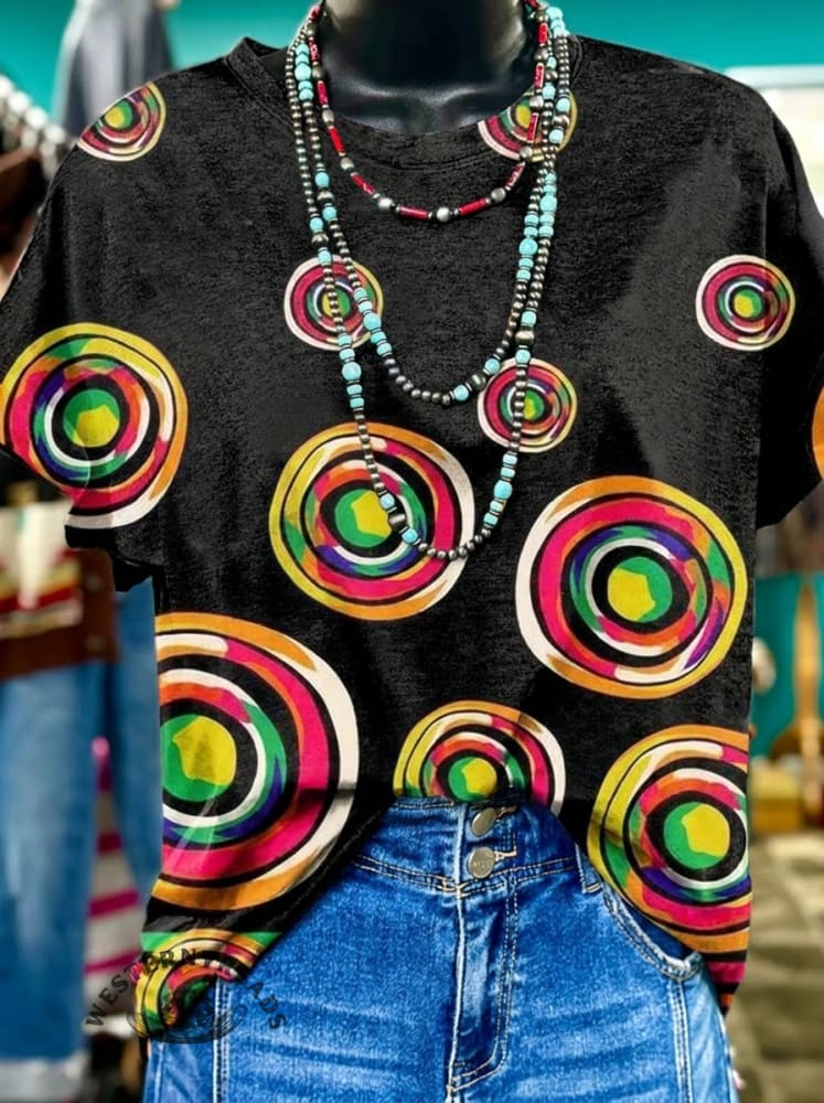 Retro Geometric Art Print T-shirt