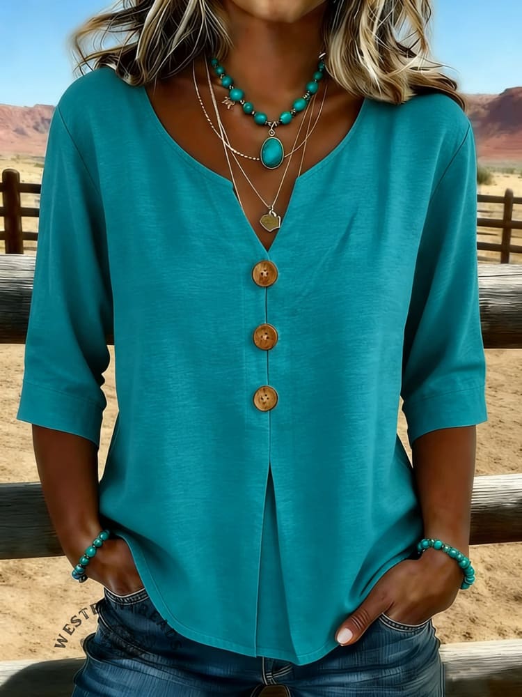 Women's Vintage Floral Print Cotton-Linen Casual Shirt