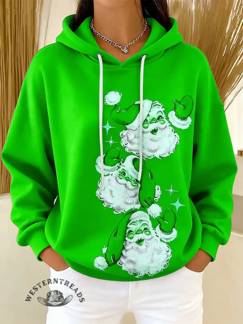 Christmas Santa Claus Print Cotton Casual Hoodie Sweatshirt
