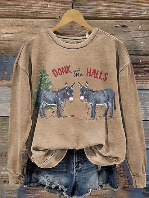 Christmas Donkey Casual Cotton Sweatshirt