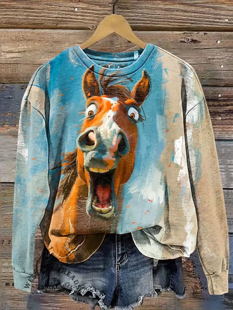 Funny Horse Casual Cotton Sweatshirt