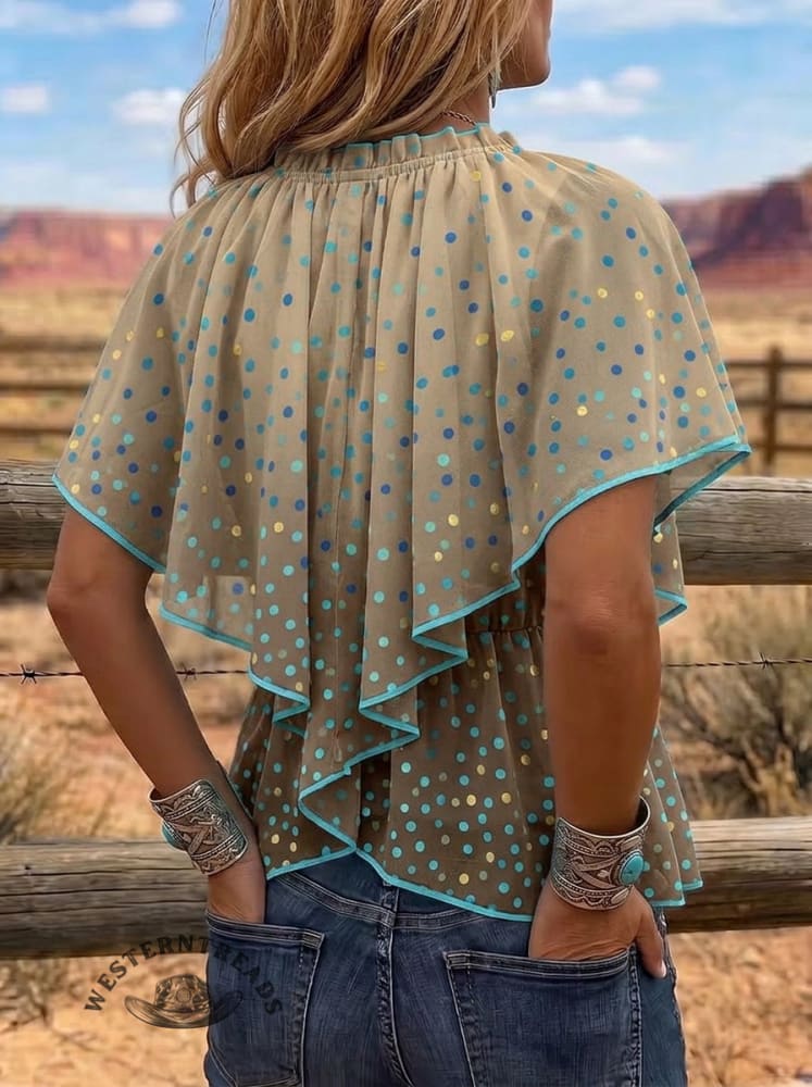 Vintage Polka Dot Art Print Comfortable Summer Fabrics Casual Shirt