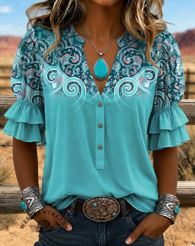 Vintage Art Print Comfortable Summer Fabrics Casual Shirt