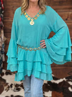 Boho Ruffle Layered Tunic Top