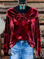 Women's Valentine's Day Casual Velvet Top