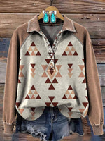 Vintage Aztec Art Print Casual Sweatshirt