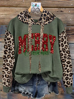 Vintage Contrast Print Christmas Hoodie Sweatshirt