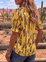Vintage Art Comfortable Summer Fabrics Puff Sleeve Casual Shirt