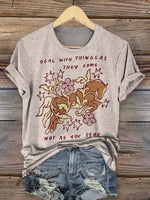 Retro Horse And Flower T-shirt
