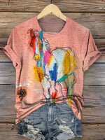 Color Horse Print T-shirt