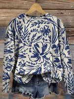 Vintage Art Print Casual Sweatshirt