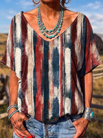 Women's Vintage Atr Print V-neck T-shirt