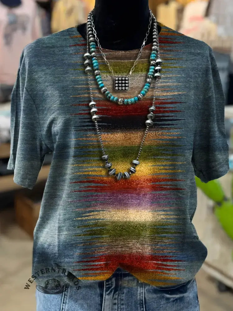 Retro Art Pattern Print T-shirt