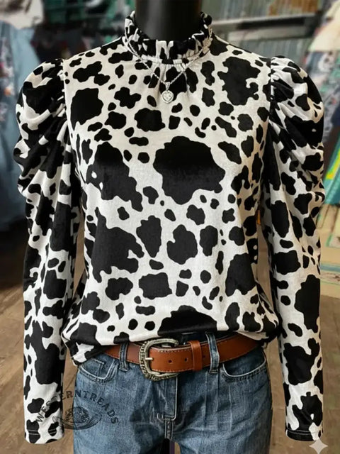 Women's Velvet Animal Print Shirt