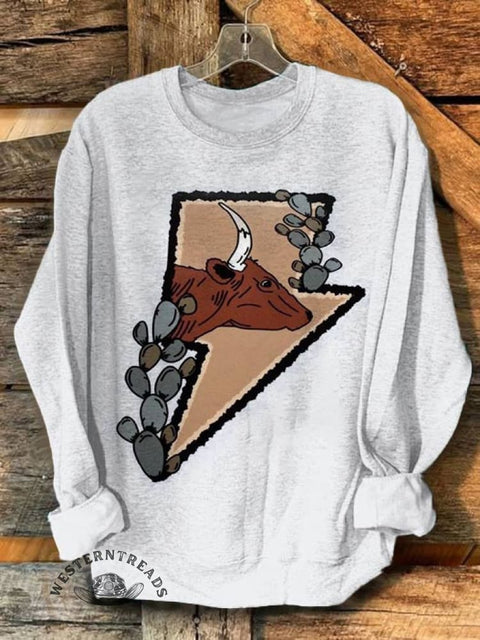 West Print Casual Cotton Sweatshirt