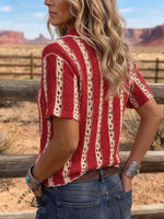 Vintage Art Patchwork Comfortable Summer Knit Casual Shirt
