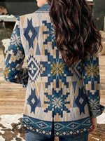 Aztec Print Patchwork Denim Sweater