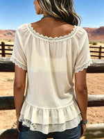 Women's Vintage Patchwork Chiffon Tank Top Two-piece Set Casual Shirt