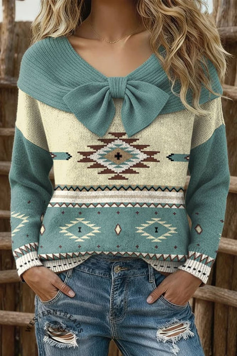 Women's Aztec Print Casual Cotton Sweater