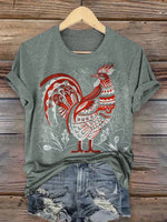Vintage Chicken Art Print Classic Short-sleeved T-shirt