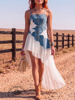 Women's Denim And Chiffon Patchwork Camisole Dress
