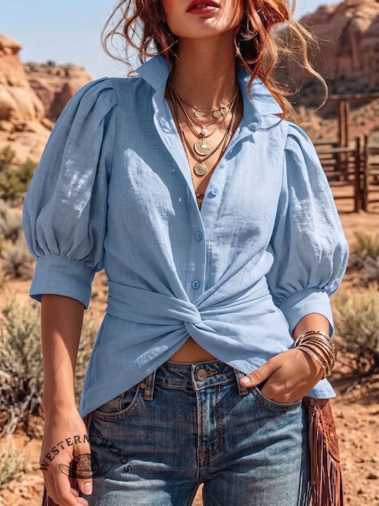 Women's Vintage Puff Sleeve Top