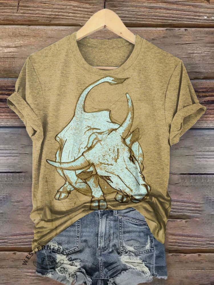 Vintage Cow Art Print T-shirt